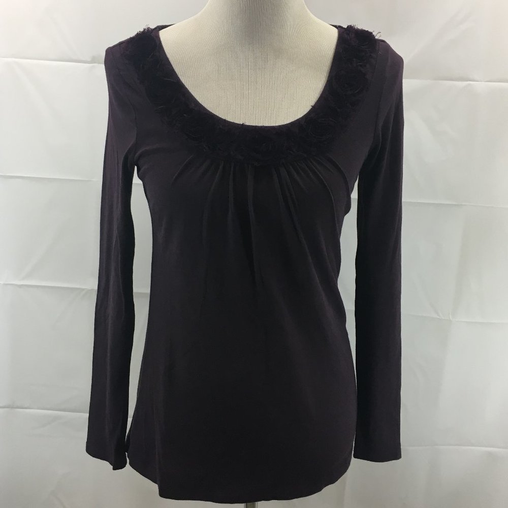 LOFT Tee Long Sleeve Purple Cotton Knit Top